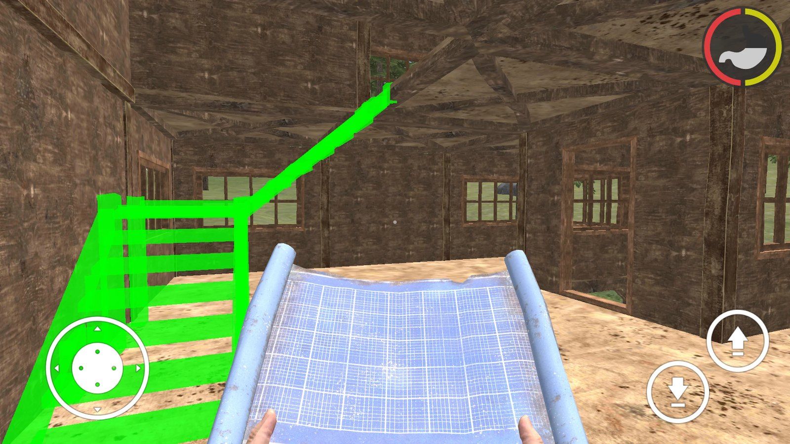 Building the upper floor of a wooden house with the blueprint tool